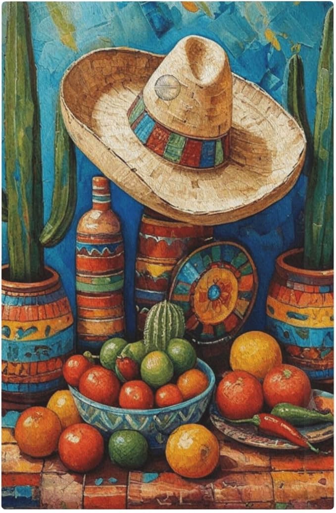 Decorative Art Light Switch Covers Mexican Sombrero & Serape Vibes 1 Gang No Device Blank Switchplate Electrical Faceplate for Home Decor