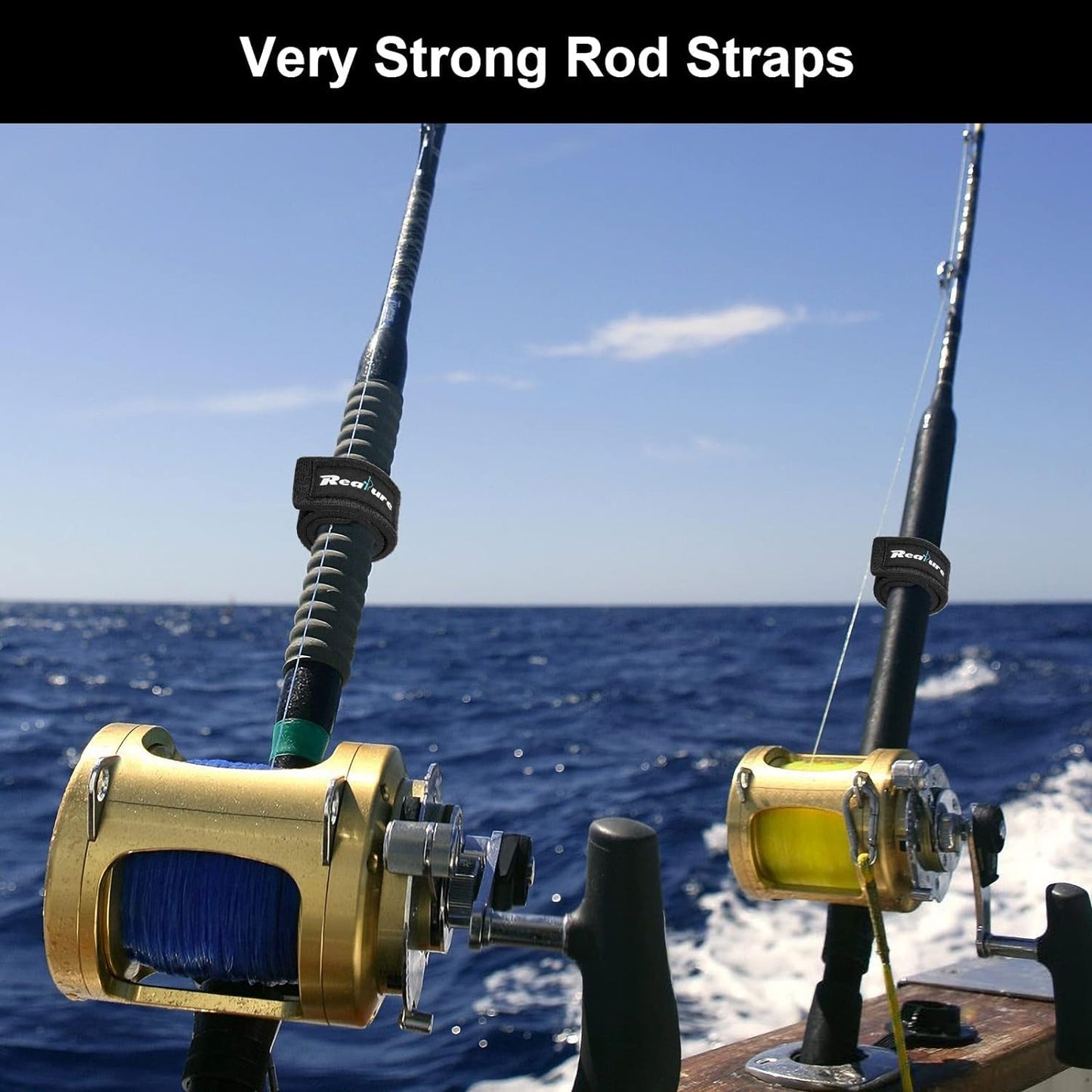 Realure 8 Pcs Fishing Rod Straps Adjustable Neoprene Ties Elastic Fishing Rod Tackle Belt Ties Casting Rod Straps for Fixed Casting Rods & Spinning Rods & Fly Rods Wrap Protectors