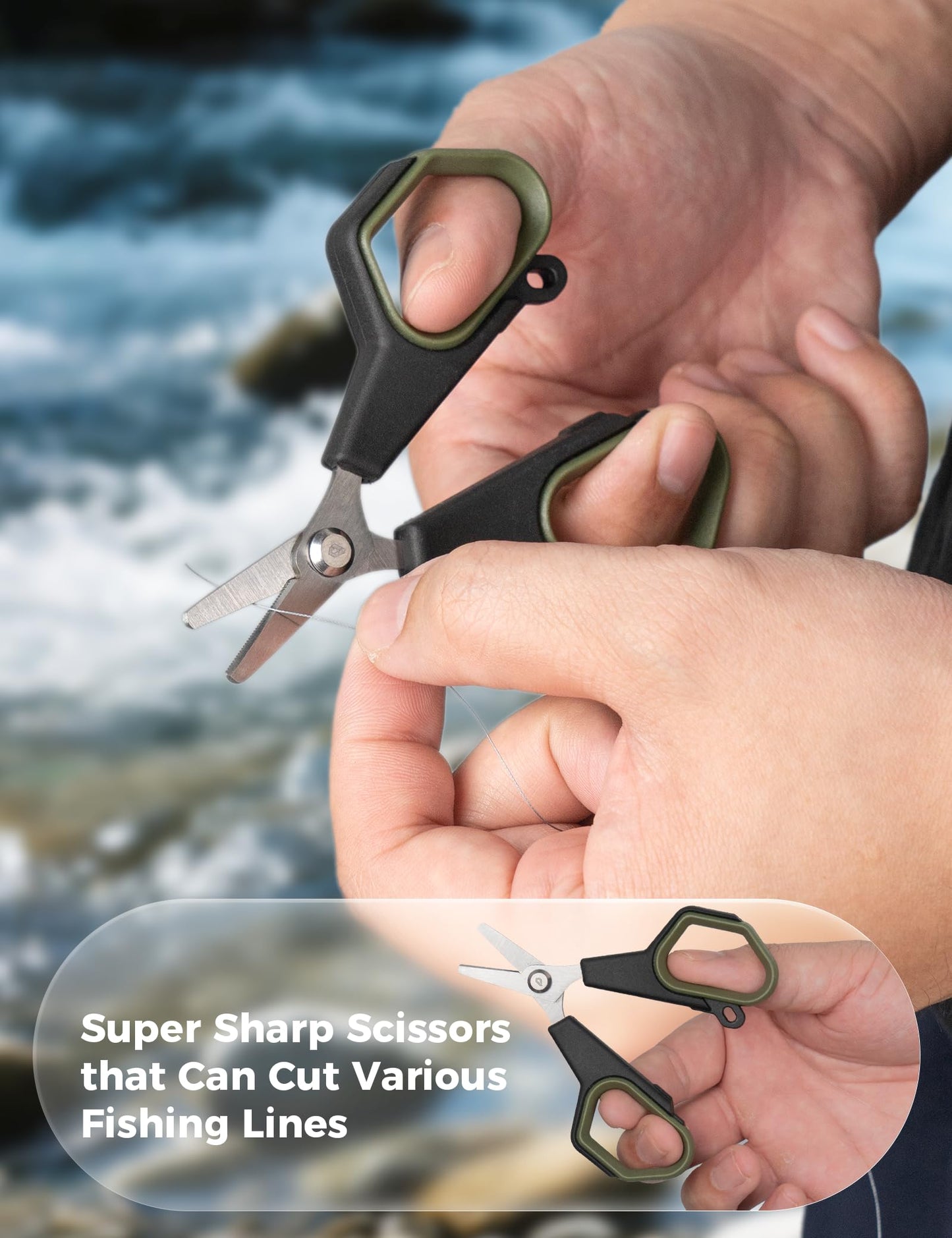 Pullther fishing 2pc Fishing Scissors,3.9" Stainless Steel Fishing Line Cutter for Fishing Braided Line,Non-Slip Grip Small Fishing Scissors for Saltwater
