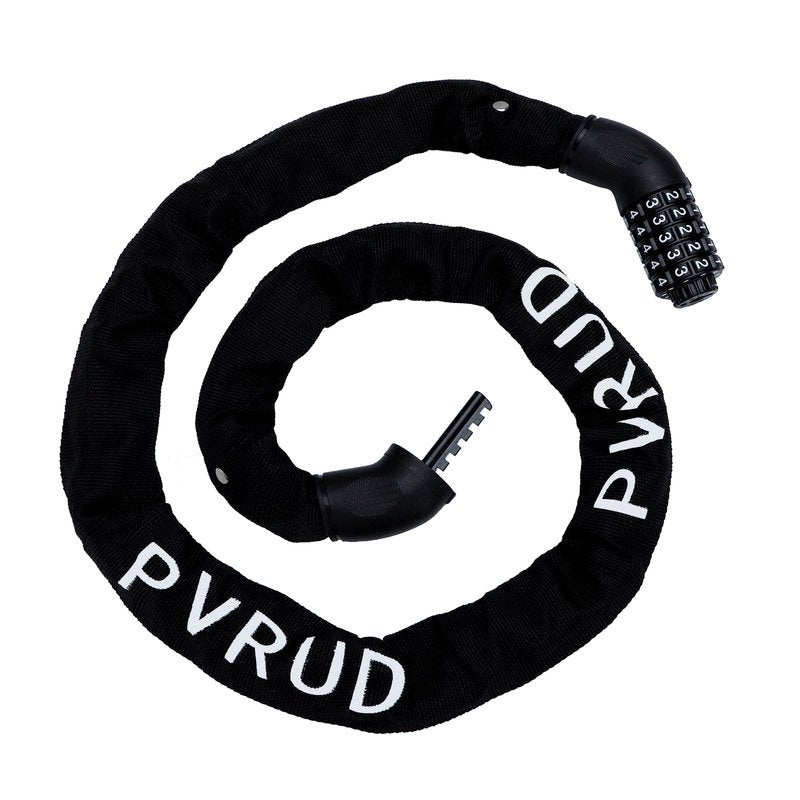Pvrud Bike Chain Lock, 5 Digit Combination Heavy Duty Anti Theft 3.9Ft Bicycle Chain Lock,6mm Thick High Hardness keyless Bike Lock for Bike,Scooter,Motorcycle,Door, Gate