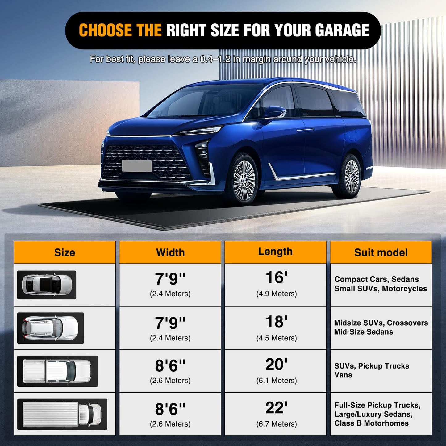 Nilight Garage Containment Mat 7'9" x 18' PVC Garage Floor Mat with 1.4" Raised Foam Edge Waterproof Heavy Duty Garage Parking Mat for Cars SUVs Sedans