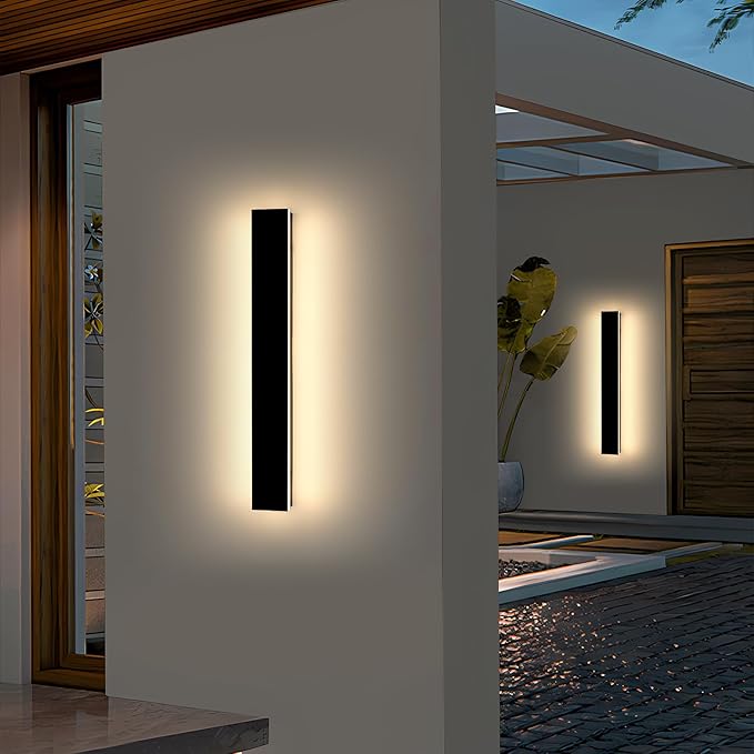 Mikeru 23.6inch Outdoor Wall Light Fixtures, 3000k Exterior Wall Sconces, Acrylic Invisible Outdoor Lights for Porch Modern Long LED Wall Light for House Courtyard Balcony Porch Patio Garage