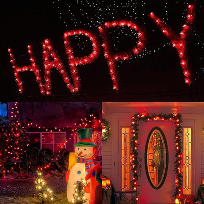 C7 Halloween Orange String Lights, 25Ft Outdoor Halloween Decorations Lights with 27 Clear Orange Bulbs, Vintage Christmas Lights for Roofline Patio Cafe Party Decor- Black Wire