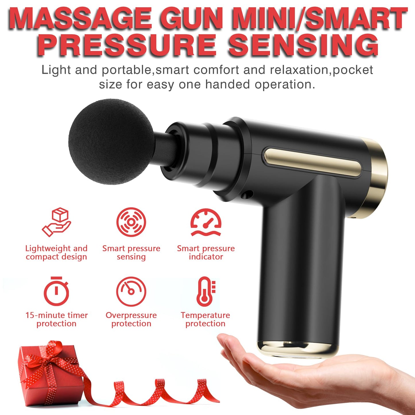 Massage Gun Deep Tissue, Back Massage for Athletes for Pain Relief, Percussion Massager Device with Silent Brushless Motor, Relax Gift for Mothers Day and Fathers Gifts（M891）