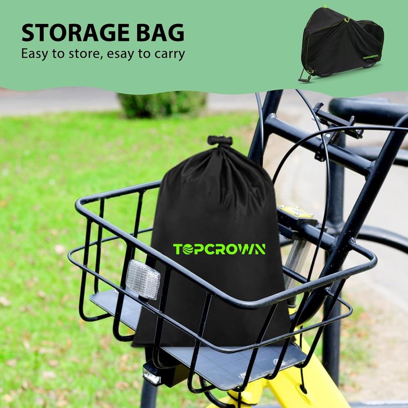 Bike Cover Waterproof - Outdoor Storage for 3 Bikes | UV, Dust & Wind Protection, 210D Black & Green, XXXL Size