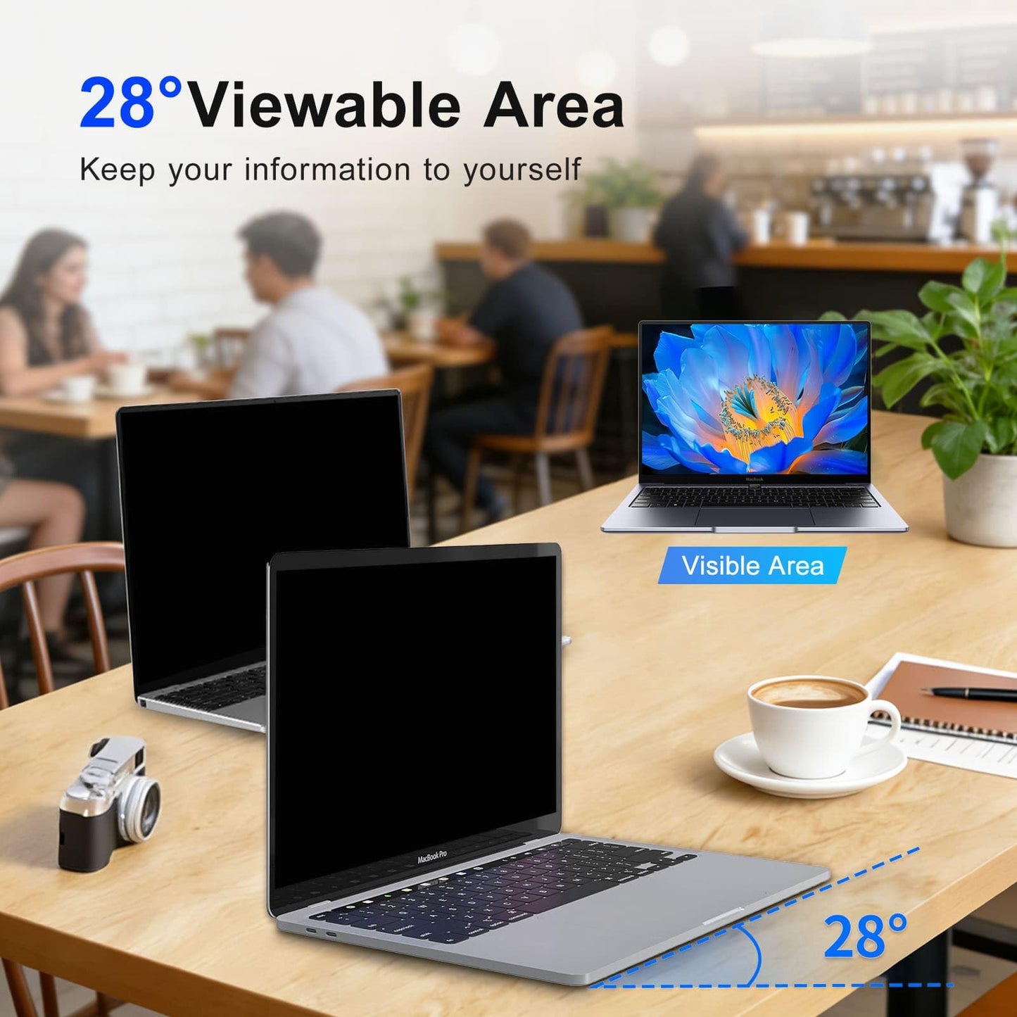 2Pack Magnetic 15.6 Inch Laptop Privacy Screen 16:9 Aspect Ratio, Removable Anti-Blue/Glare Protector Film, Anti Spy Desktop Security Private Filter 15.6in