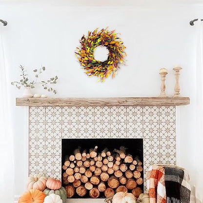 Bibelot Fall Leaf Wreath, 20’’ Autumn Front Door Wreath, Harvest Wreath with Leaves, Fall Decorations for Indoor Outside Wall Window Festival Thanksgiving Fall Autumn Decor