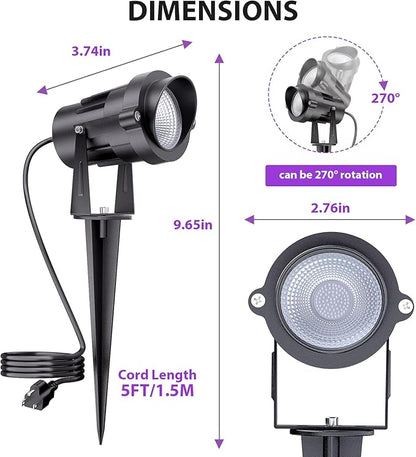 Onforu 18W Black Light Spotlight Outdoor, IP65 Waterproof Blacklight Spot Lights, 385-400nm Wavelength, Plug-in Halloween Black Lights for Glow Party, Body Paint, Stage Lighting, Neon Decor (3 Pack)