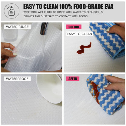 Rwotlls 8Pcs Refrigerator Liners, Washable Fridge Liner Mats Covers Pads for Glass Shelf Cupboard Cabinet Drawer Home Kitchen Accessories Organization (Clear)
