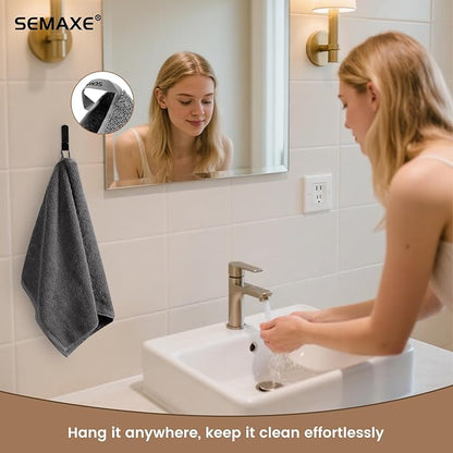 SEMAXE Gray Hand Towels for Bathroom, Quick-Drying, Easy Care
