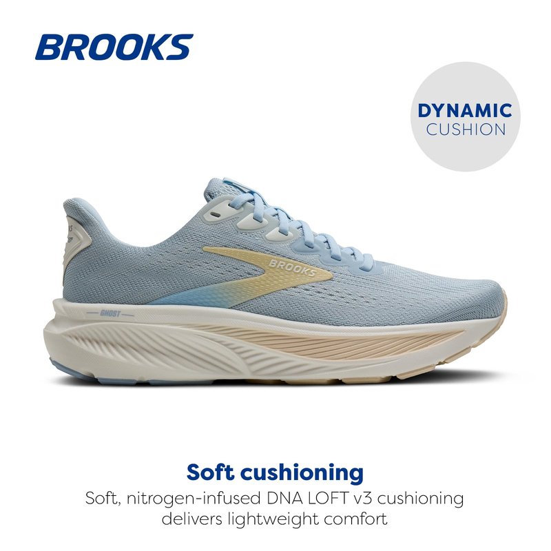 Brooks Women’s Ghost 17 Neutral Running Shoe - Skyway/Coconut/Sand - 12 Medium