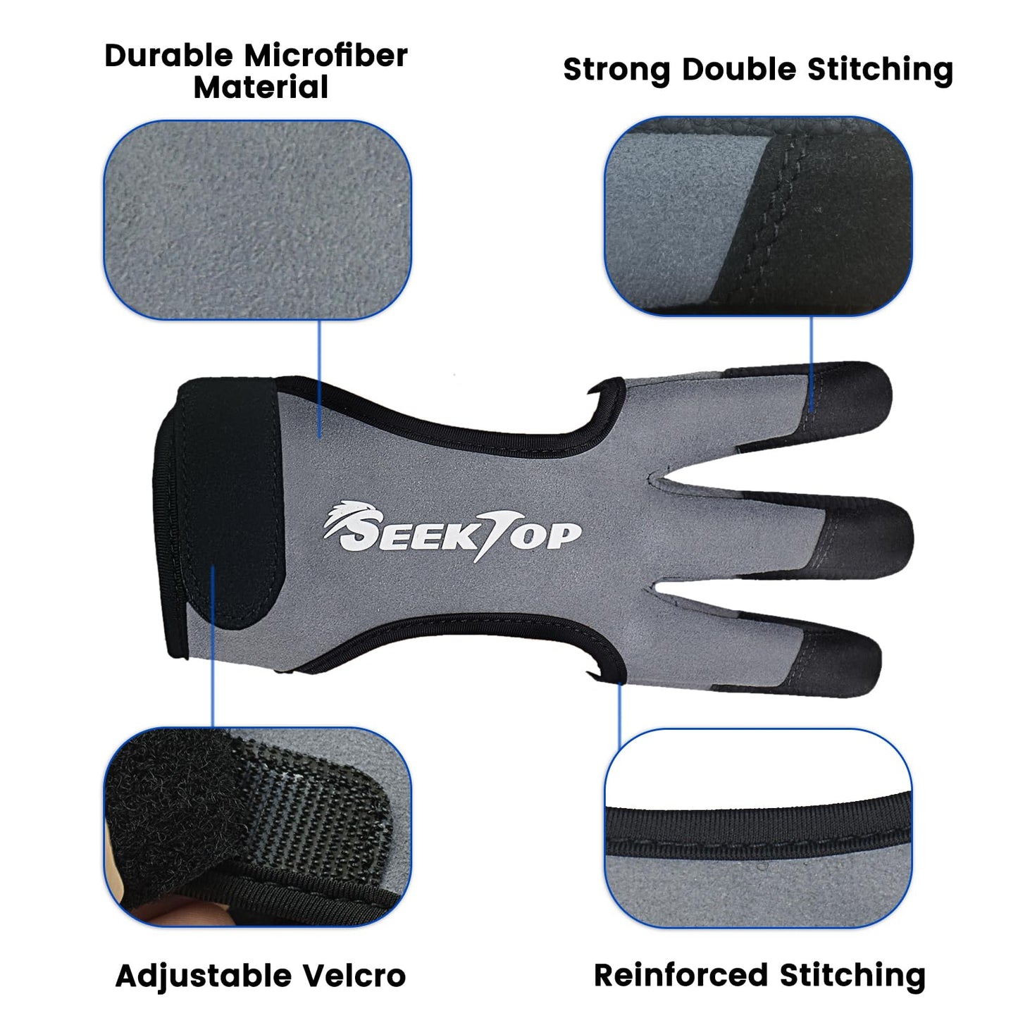 Seektop Archery Gloves Shooting Hunting Leather Three Finger Protector for Youth Adult Beginner