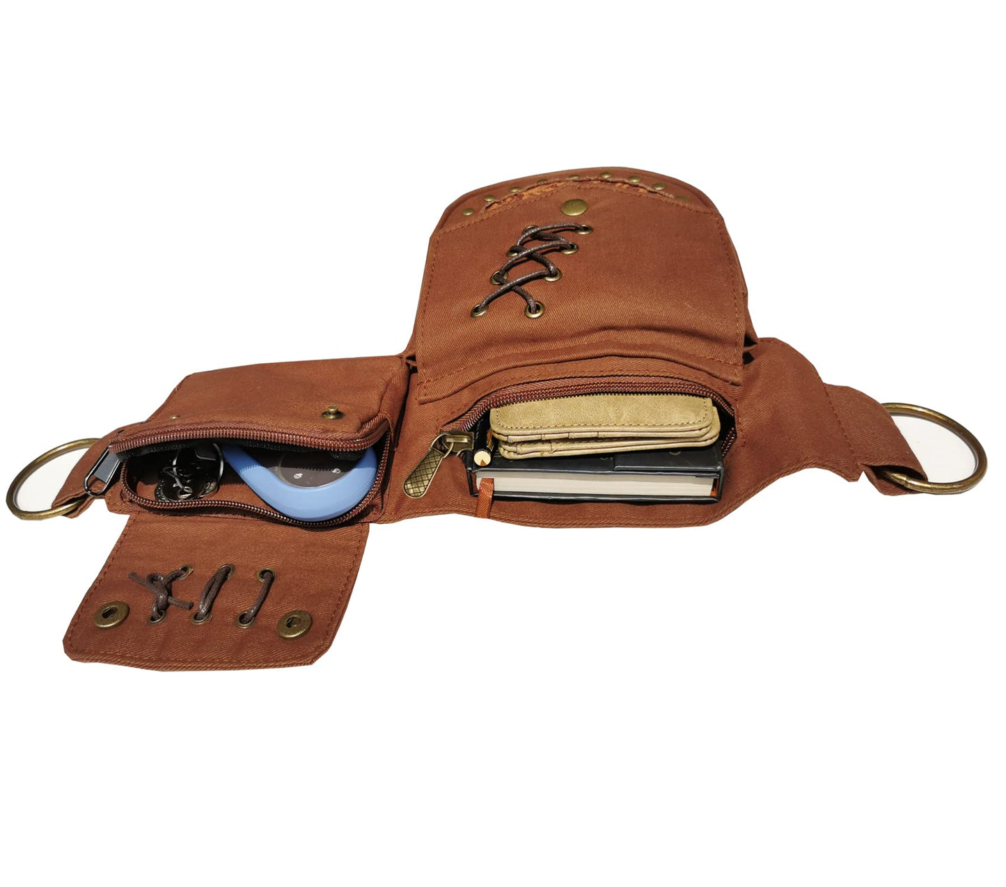 Larswon Renaissance Leg Bag for Women Renaissance Belt Festival Bags Hip Pouch for Women Thigh Pack Coffee
