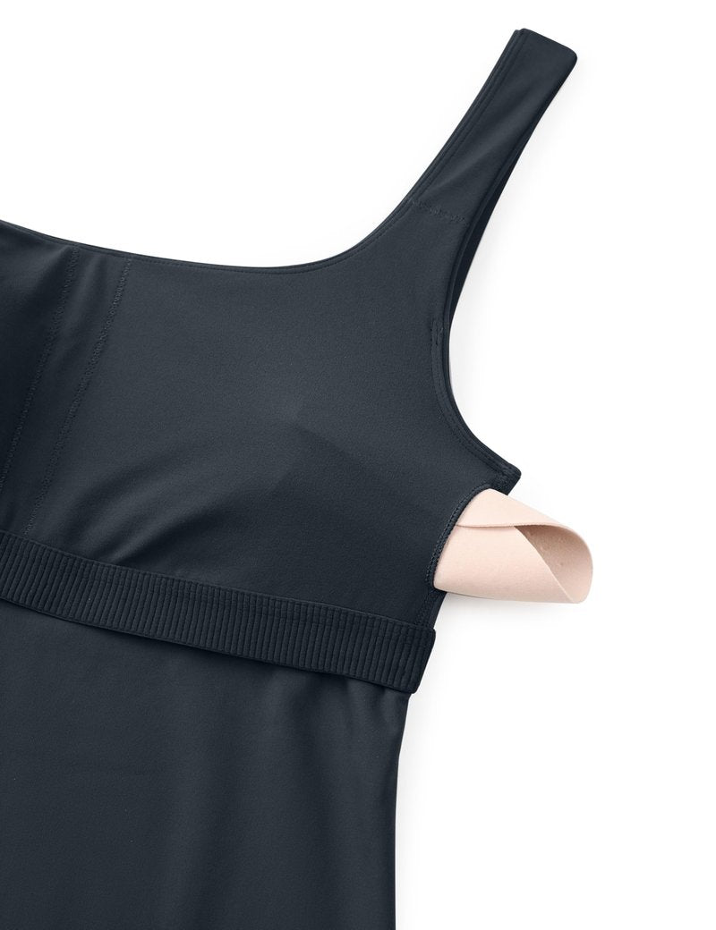CRZ YOGA Butterluxe U Neck Tank Tops for Women - Padded Athletic Workout Camisole Crop Tops with Built in Bra True Navy Small