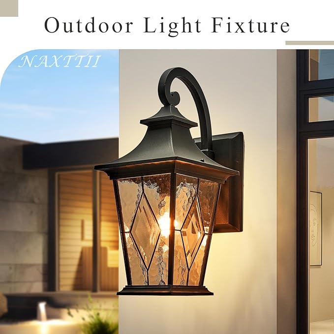 Porch Light Outdoor Modern Outside Sconce Lights in Black Finish 18 Inch Large Garage Outdoor Wall Lamp for House Garage and Entryway
