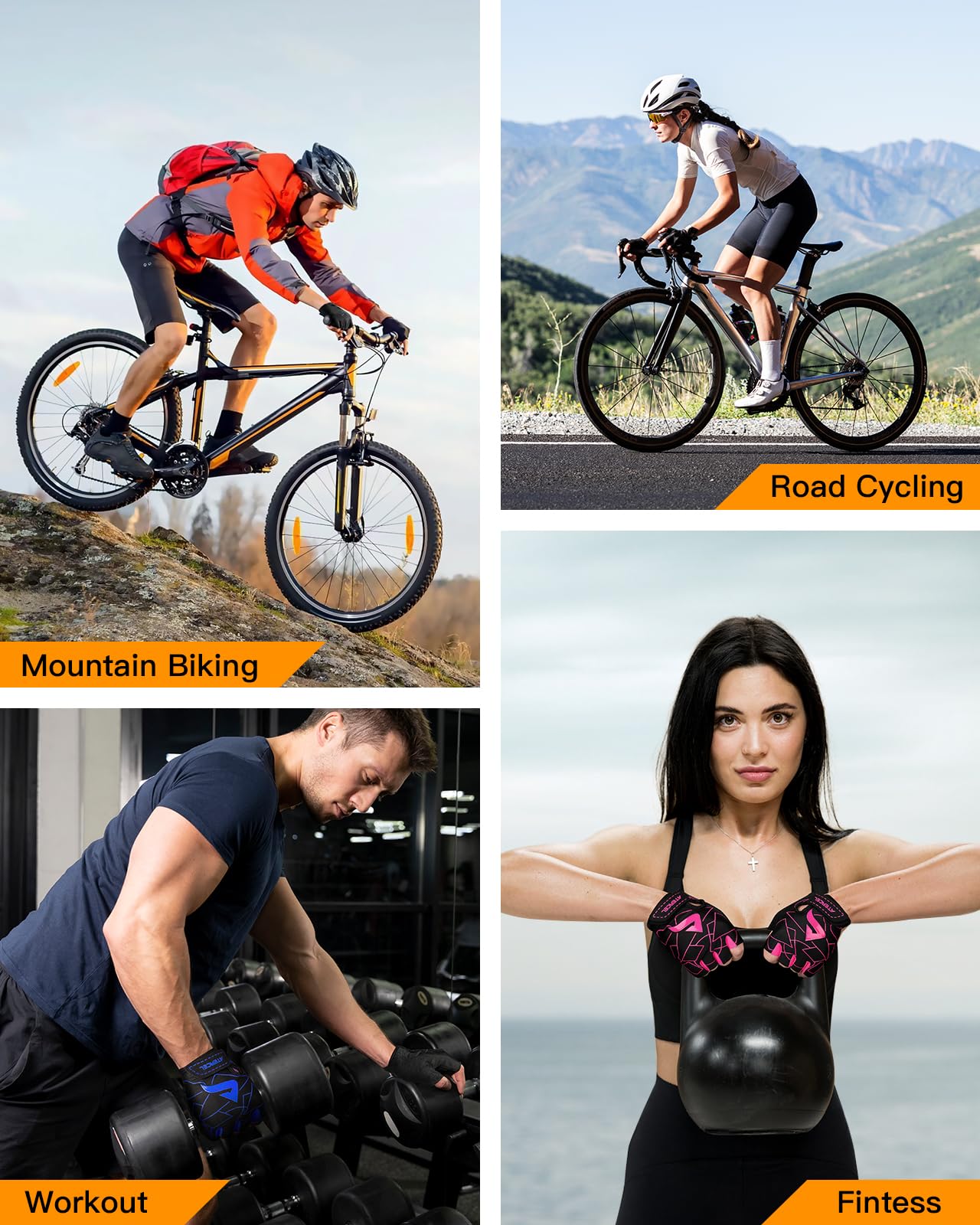 ATERCEL Cycling Gloves - Men's Bicycle Gloves for Cycling, Workout, Gym, Training, Weight Lifting, Outdoor, Dirt Bike, Mountain Bike, Riding