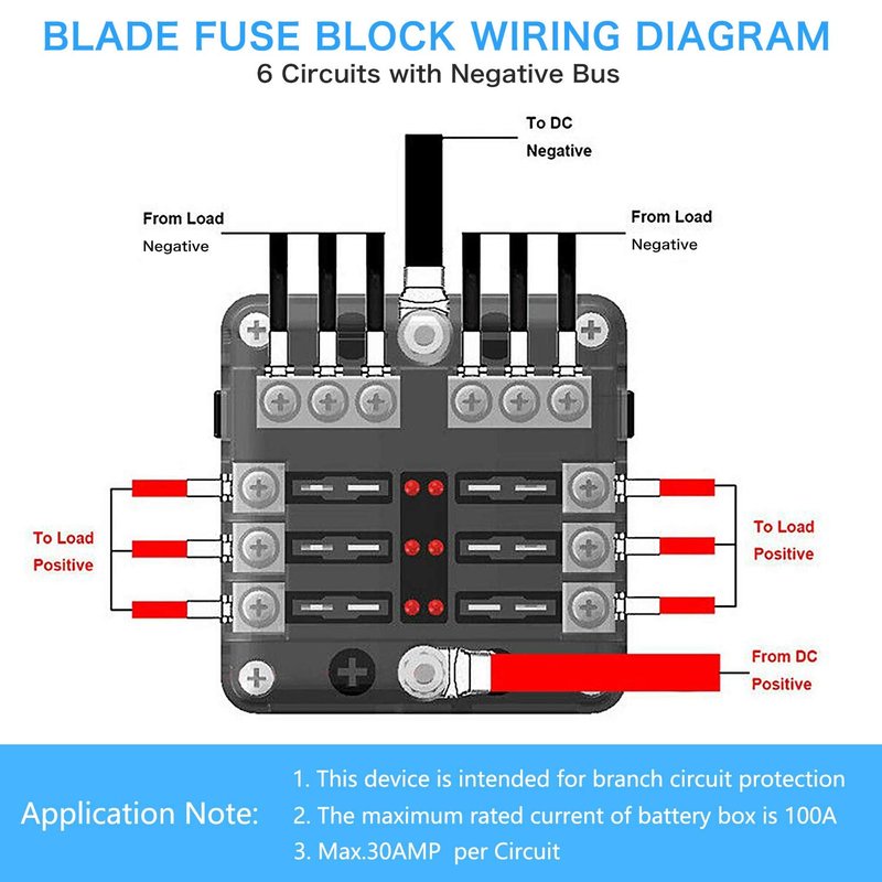 12V Fuse Box 6 Way 12 Volt Fuse Block ATO/ATC with LED Indicator Light Waterproof 24V for Marine Automotive Boat Car Truck