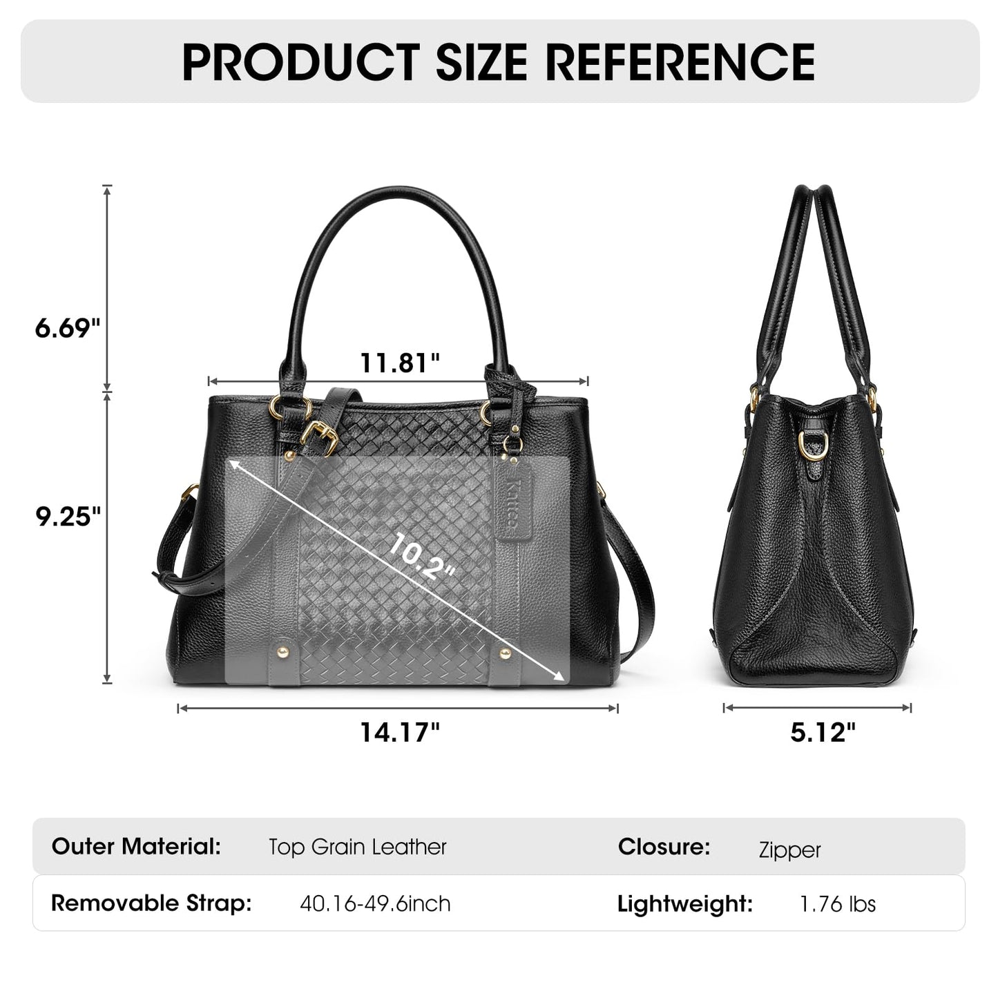Kattee Women Soft Genuine Leather Satchel Bags Top Handle Crossbody Purses and Handbags Hobo Totes Shoulder (Black)