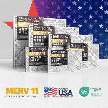 BNX TruFilter 20x25x5 (19.88’’ x 24.75’’ x 4.38‘ Honeywell Compatible 4”) MERV 11 Air Filter (2-Pack) - MADE IN USA - HVAC AC Furnace Filters for Allergies, Dust, Pet, Smoke, Allergy MPR 1200 FPR 7