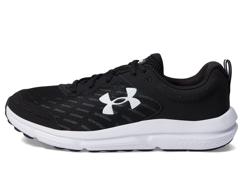 Under Armour Men's Charged Assert 10 Shoes, (001) Black/Black/White, 14 Wide