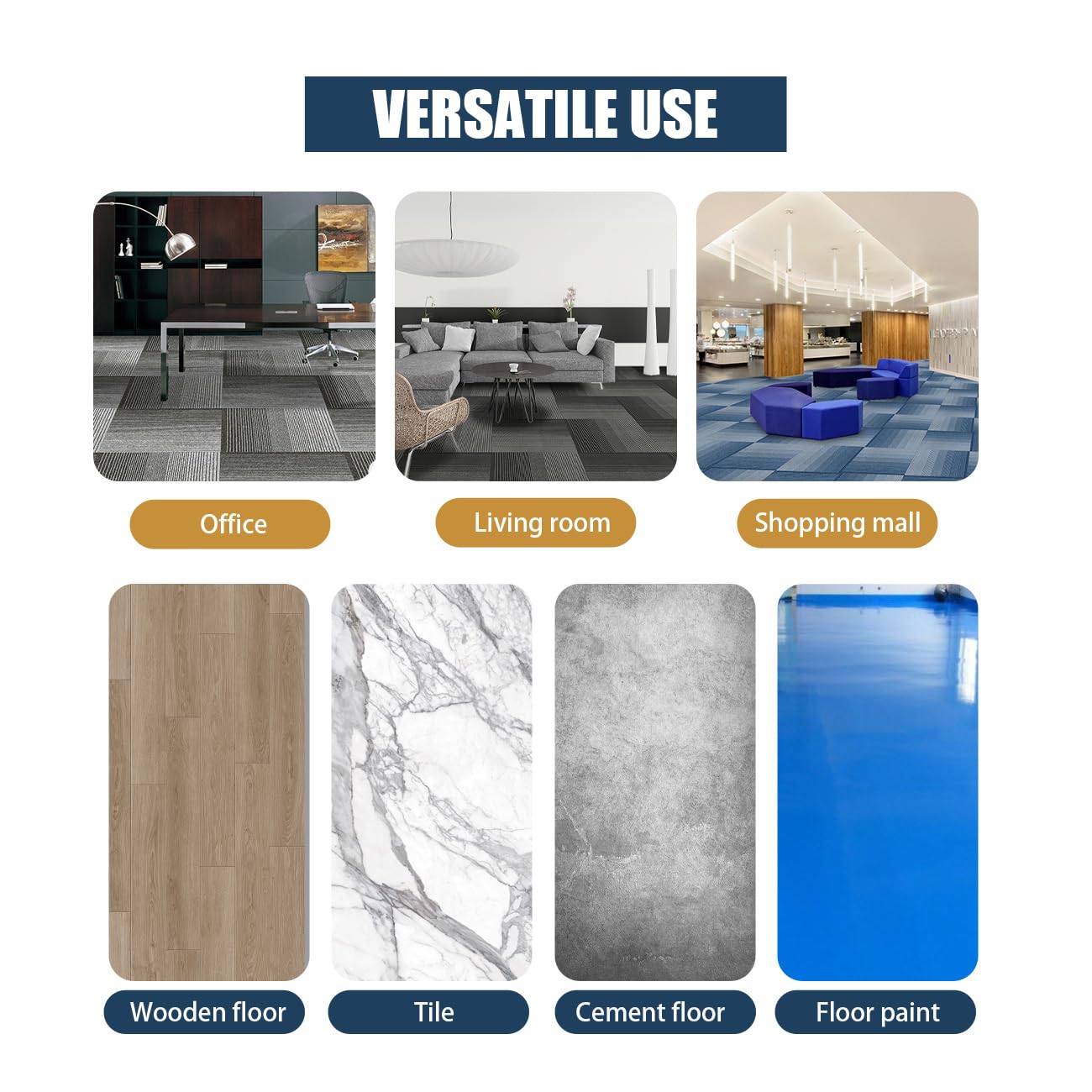 16 Tiles Carpet Squares 20" x 20" PVC Carpet Tile, 0.13" Pile Height (43 sqft/Carton) Blue for Home Office, Living Room, Bedroom