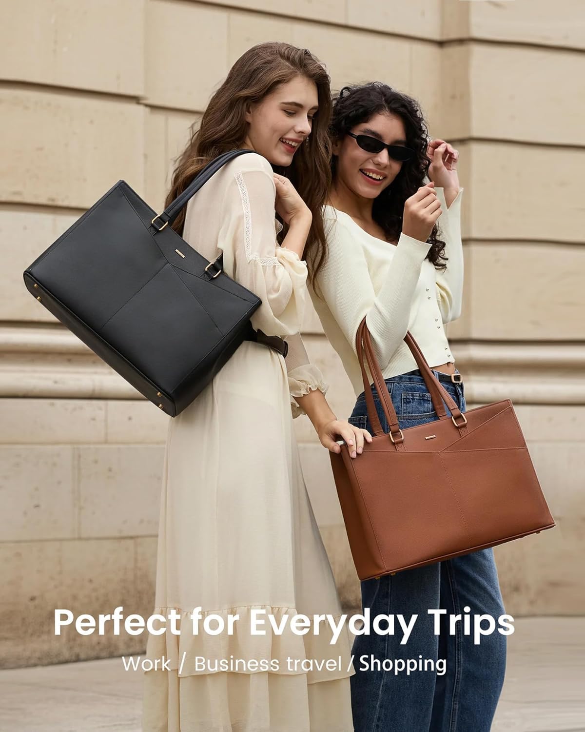 LOVEVOOK Laptop Tote Bag for Women 15.6 Inch Leather Work Bags with Large Cup Holder for Teacher Work Business,Brown