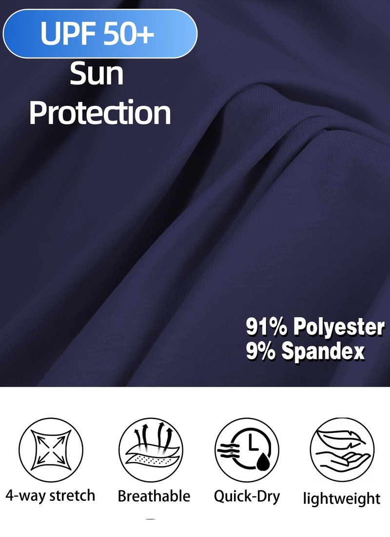 Mens Long Sleeve Shirts 1/4 Zip Pullover Sweatshirts UPF 50+ Sun Protection Wicking Moisture Dry Fit Lightweight Golf Workout Gym Running Casual Athletic Tops Navy Blue L