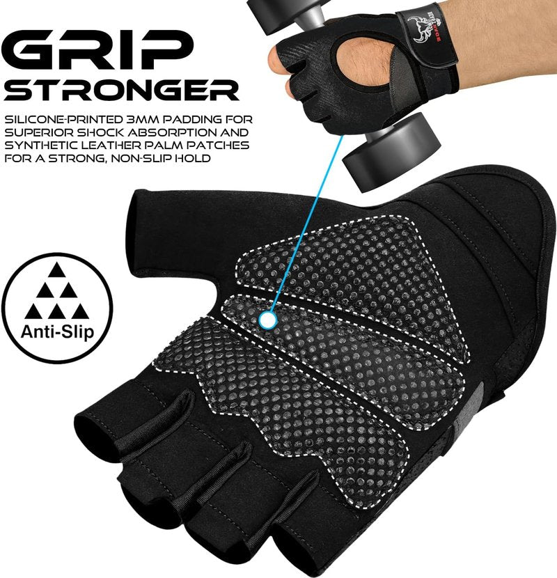 Fingerless Weight Lifting Gloves - Breathable Gym Gloves with Palm Protection for Men & Women | Ideal for Weightlifting, Cycling, and Training