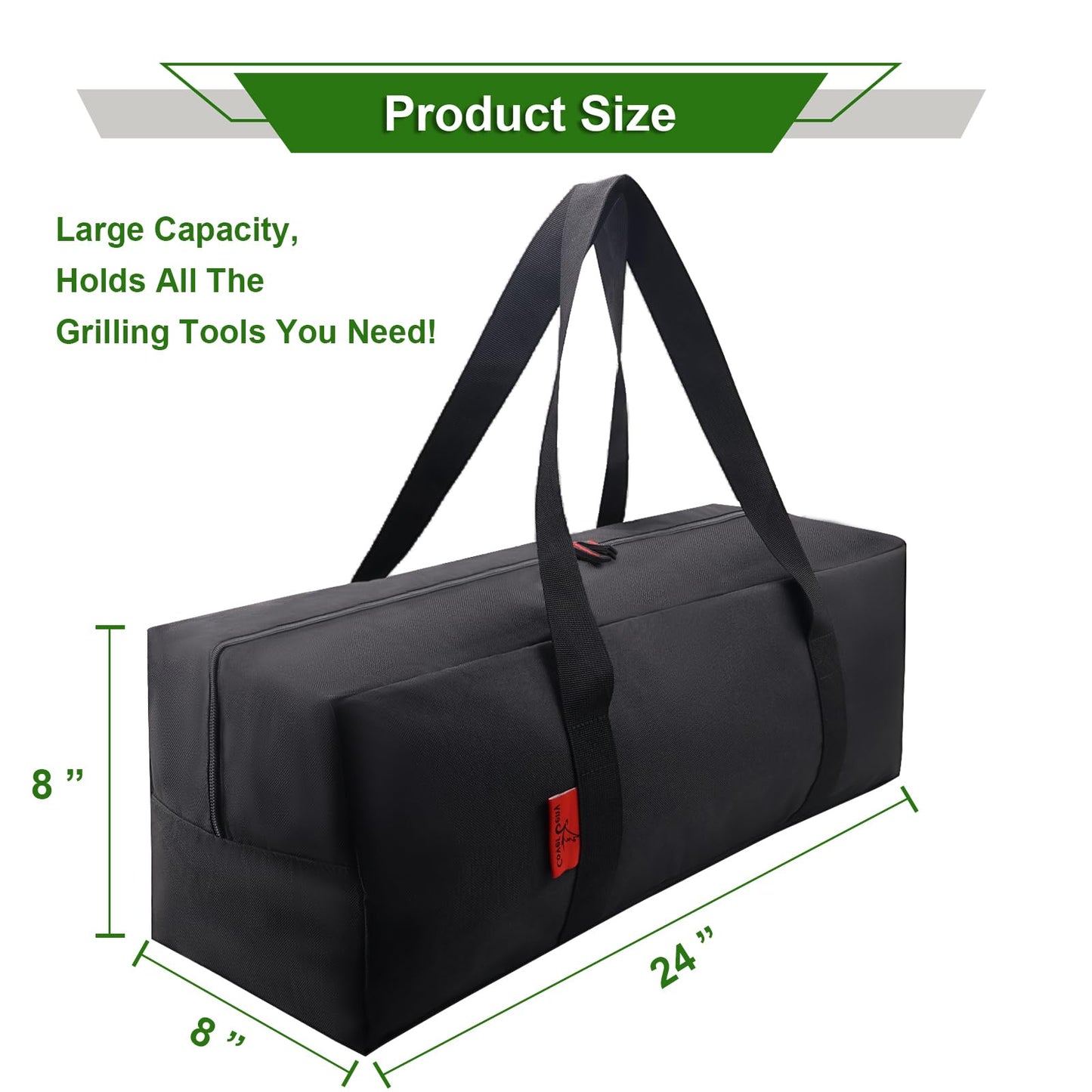 Extra Thick 24" Storage Bag Grill Tool Organizer Pro, BBQ Tool Heavy Duty Storage Bag, Double Layer 600D Oxford Cloth Waterproof (2x Thickness), Foldable Design, Camping, Tailgating, BBQ Party Gift