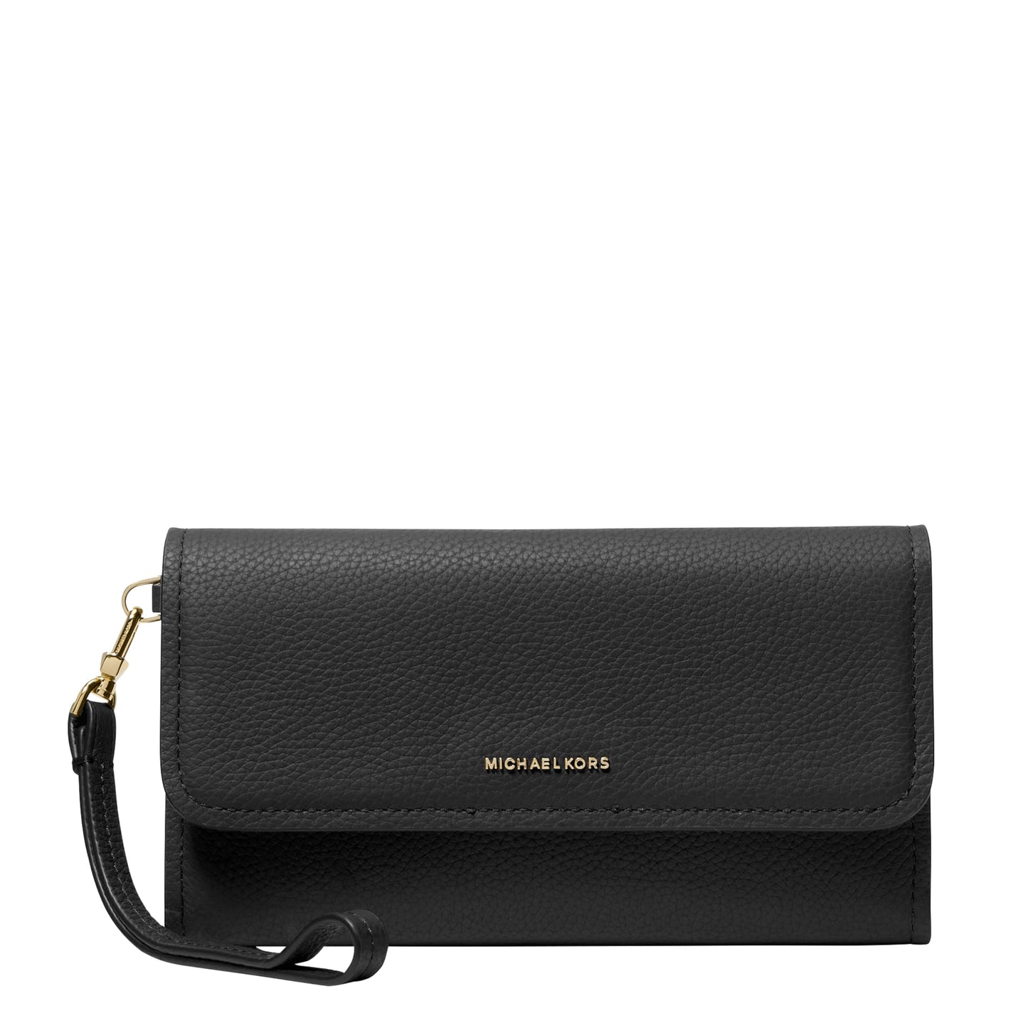 Michael Kors Women's Jet Set Medium Flap Double Zip Wristlet, Gold-Tone Hardware/Leather, Black