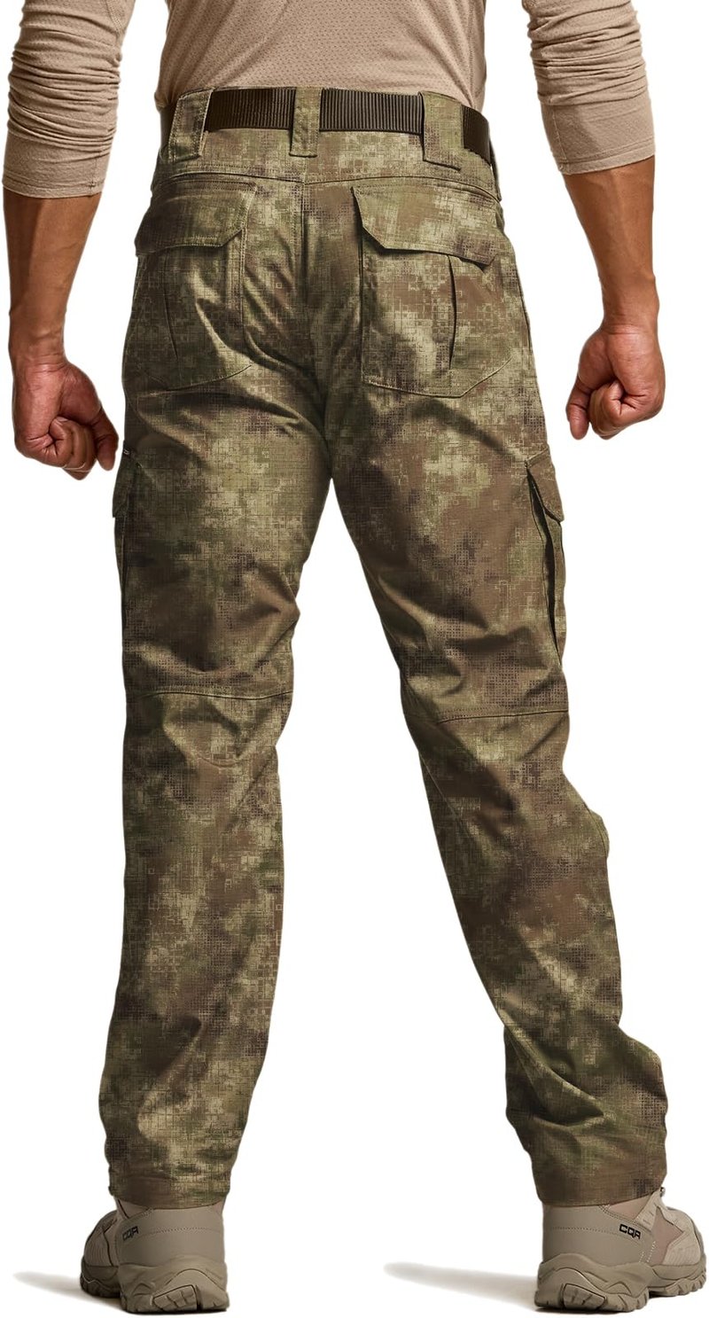 CQR Men's Tactical Pants, Water Resistant Ripstop Cargo Pants, Lightweight EDC Work Hiking Pants, Outdoor Apparel, Duratex Mag Pocket Print Fractal Camo, 36W x 36L