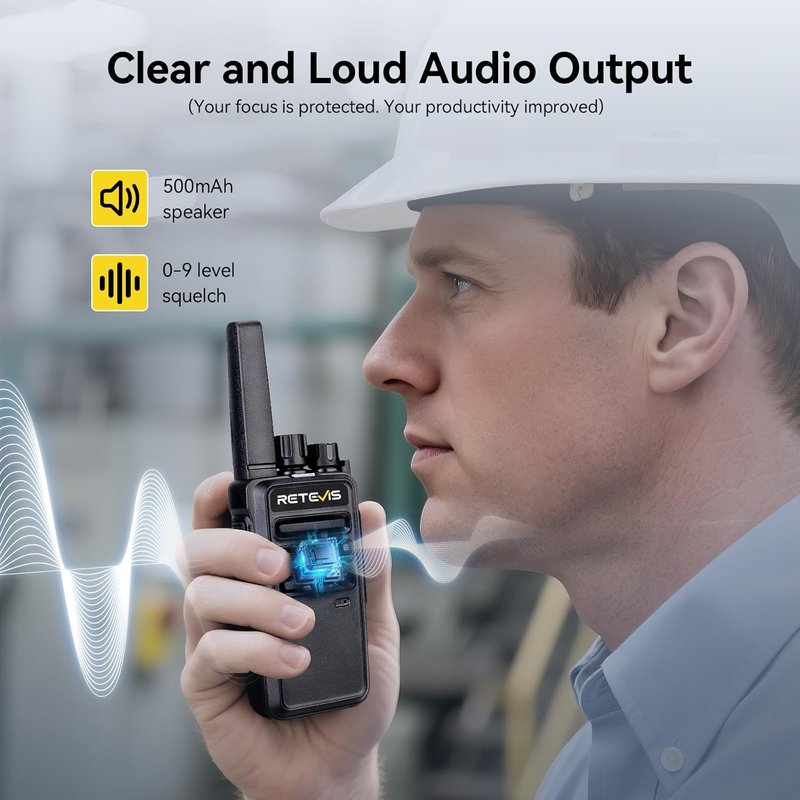 Retevis RT68 Walkie Talkies - Rechargeable Two-Way Radios 6 Pack | Heavy Duty, Long Range, Hands-Free for Adults