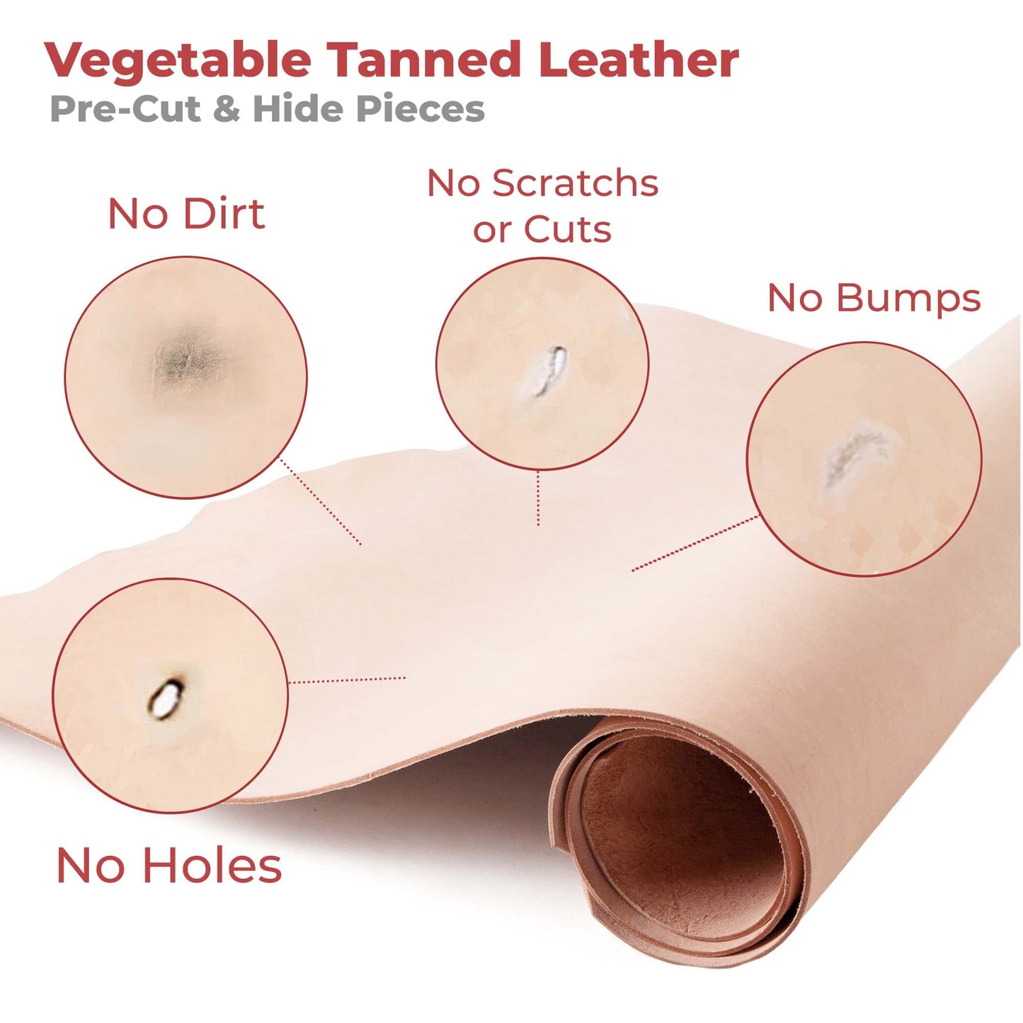 ELW 6-7 oz (2.4-2.8mm) Thickness Weight Pre-Cut 12"x24" Vegetable Tanned Leather Cowhide Grade AB Full Grain Leather for Tooling, Carving, Engraving, Molding, Embossing, Stamping, & Dyeing