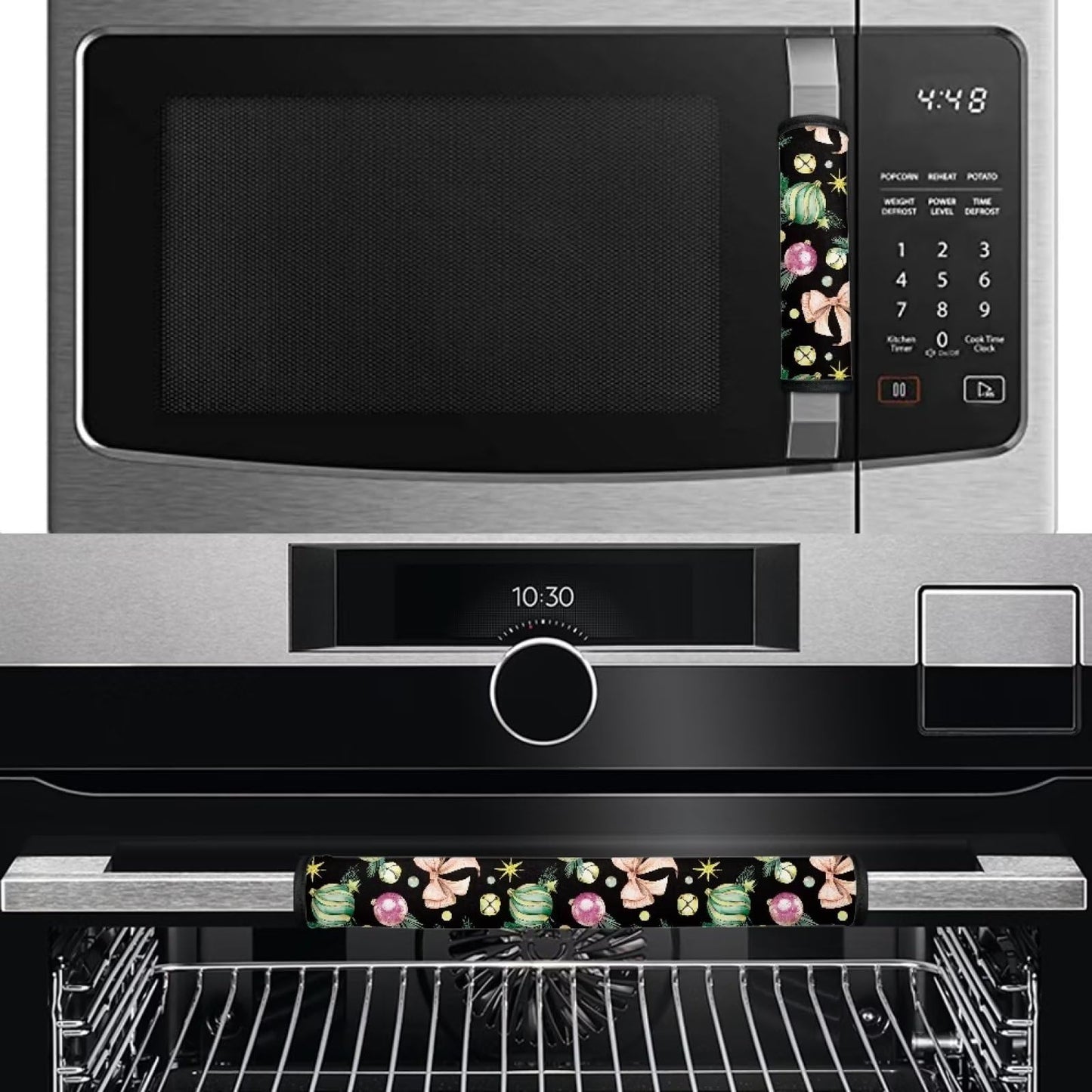 Mintulipy Christmas Appliance Handle Covers Set of 4 Refrigerator Door Handle Covers Keep Appliance Clean for Fridge Microwave Stove Dishwasher Kitchen Decor Accessories