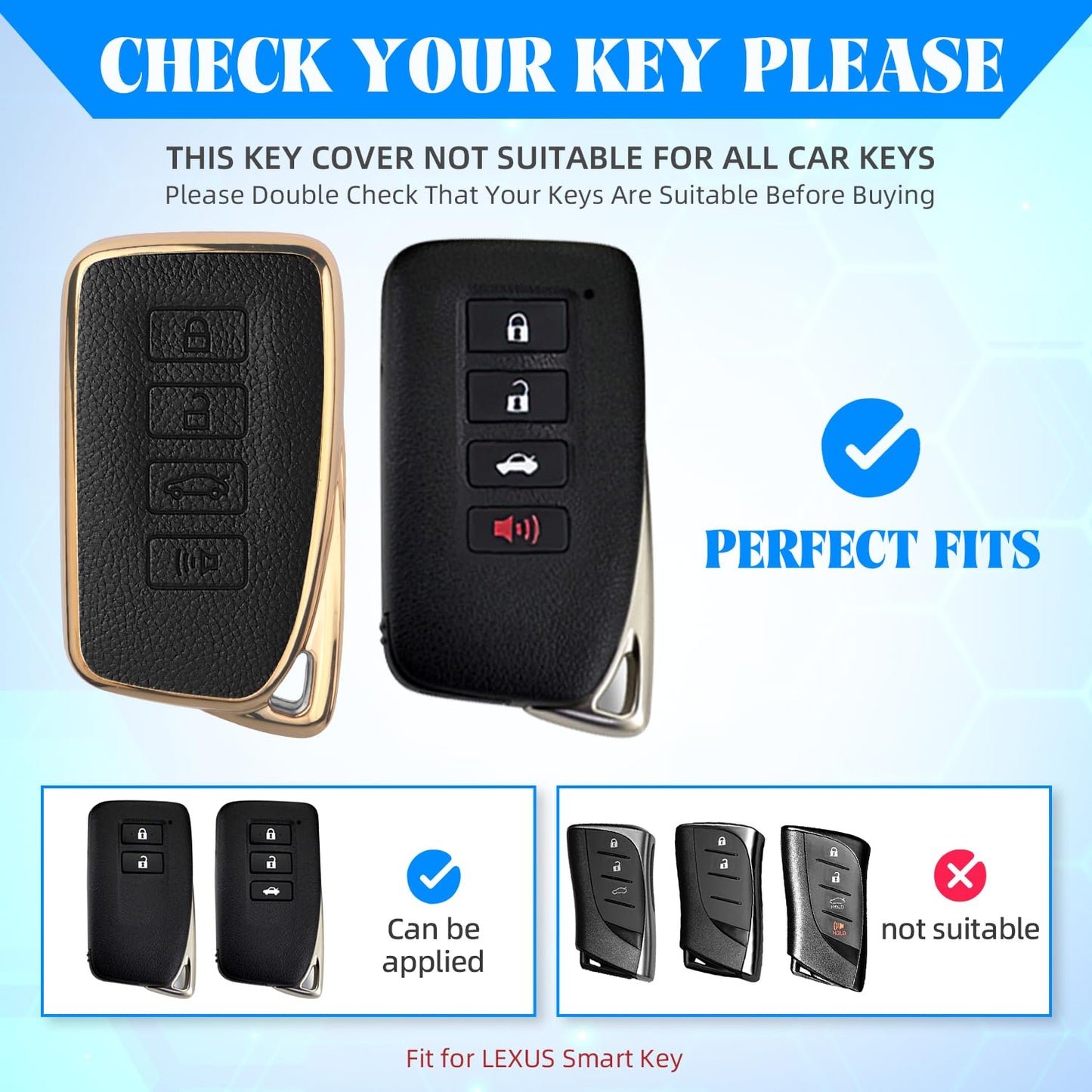 QBUC for Lexus Key Fob Cover with Keychain,Upper Leather + Soft TPU Car Key Case Shell for Lexus 2015-2021 ES IS GS NX LS RX RC GX LX 570 200 250 350 460 300 F 450h 600h,4 Buttons(Black)
