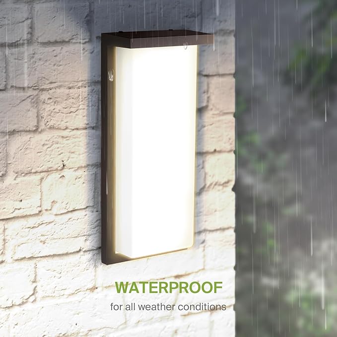 ASD LED 14" Outdoor Wall Light, Front Door House Sconce | 3CCT, Dimmable, Waterproof, ETL Listed | 20W 1900LM 3000-5000K 120V | Exterior Patio Lighting Fixture, Porch Lamp | Dark Bronze, 4 Pack