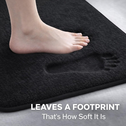 Uowuoiw Memory Foam Black Bathroom Rug Set 4-Piece, Soft & Supportive Bath Mat Set, Super Absorbent & Quick Dry, Non-Slip Backing, Machine Washable Rugs for Bathroom, Tub & Shower (Black)