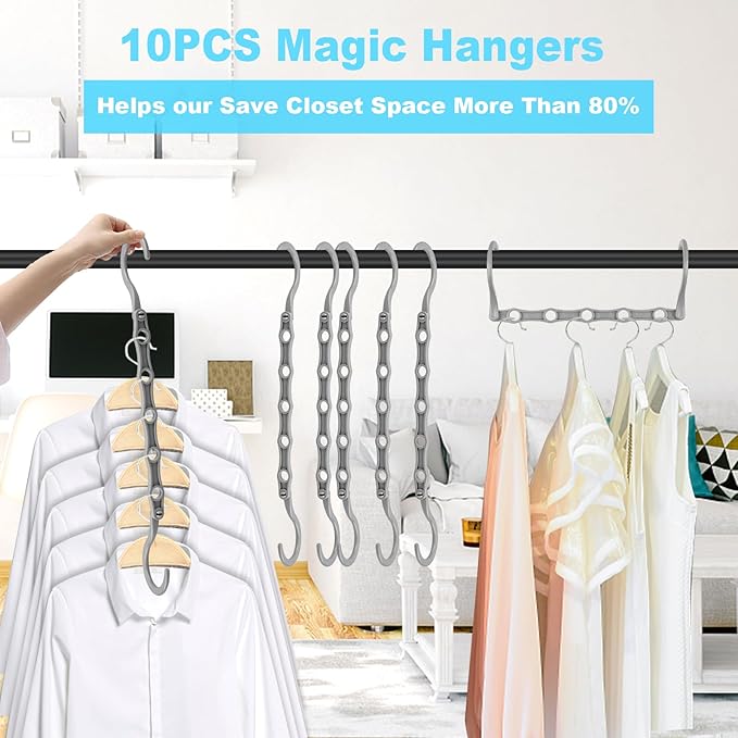 DUCOO 10 PCS Space Saving Hangers, 5-Hole Magic Hangers