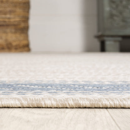 JONATHAN Y Diamond Border Indoor Outdoor Area Rug 3X5 Cream/Blue, Lucia Classic for Backyard, Patio, Porch, Easy-Cleaning, High Traffic, Pet-Friendly, Non-Shedding (SMB207A-3)