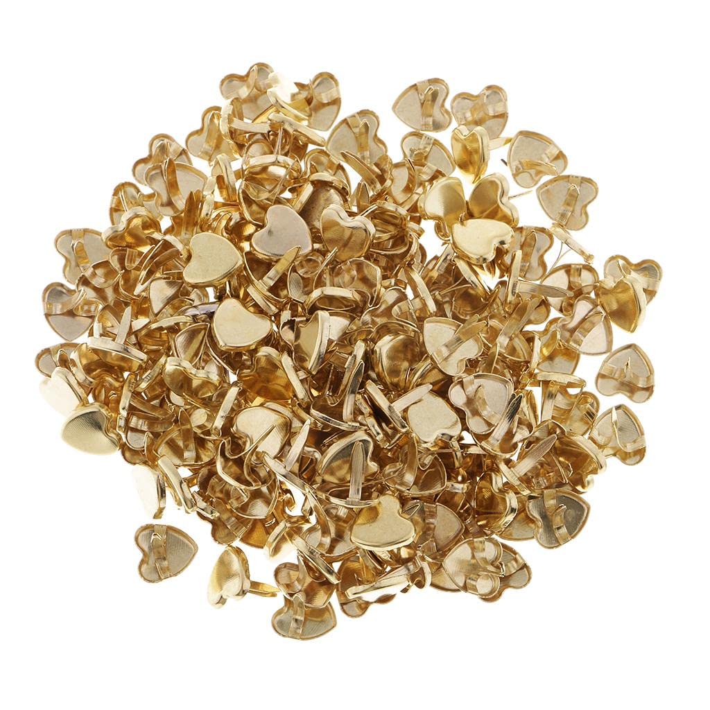SM SunniMix 200 Pcs Heart Shaped Brads, Metal Iron Brads Paper Fasteners for Craft Embellishments