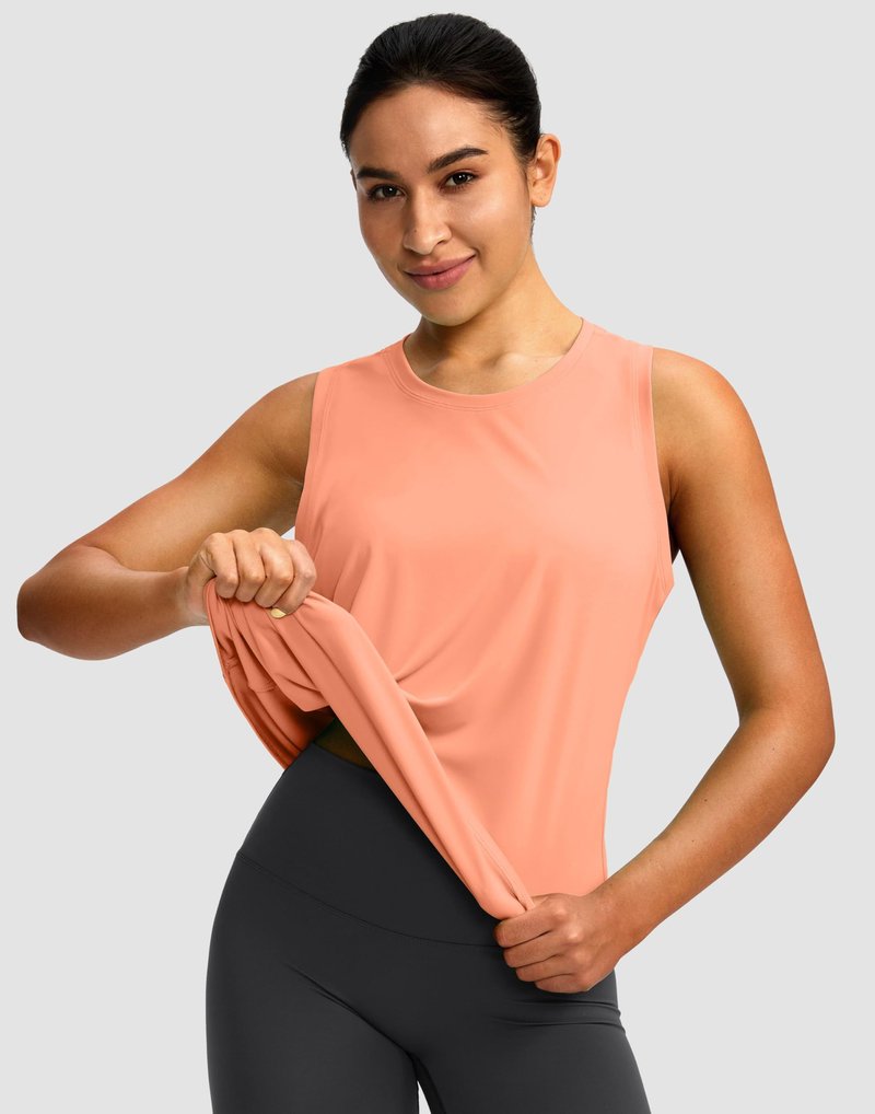 Women's Workout Tops Racerback Athletic Tank Tops Sleeveless Loose Fit Yoga Running Gym Shirts for Women(Coral,S)
