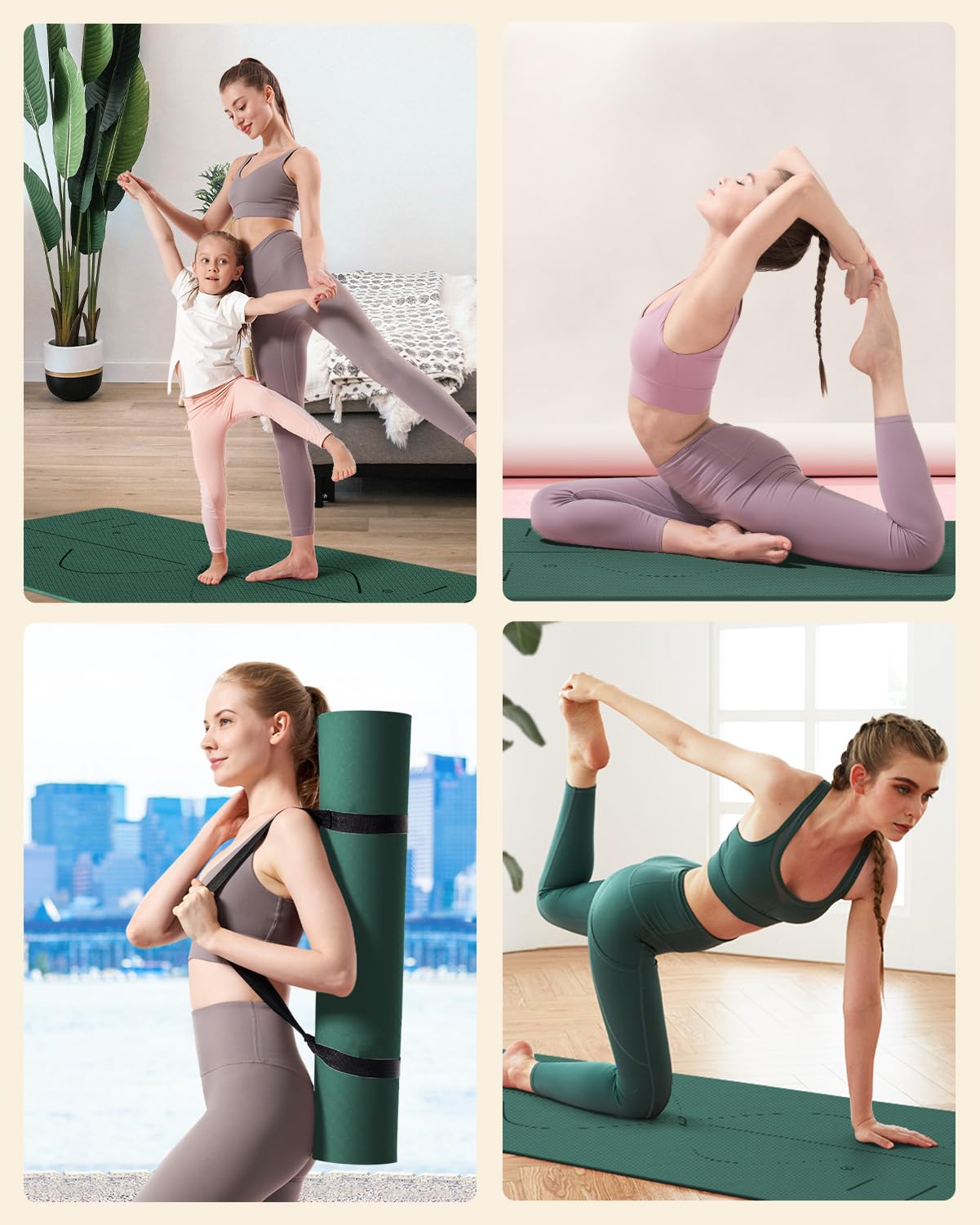 YOTTOY Yoga Mat, 72"x 32"x1/3" Extra Wide Non-Slip Exercise Fitness Yoga Mats,Eco-Friendly TPE Exercise Mats for Women Men Home Workout with Strap Bag
