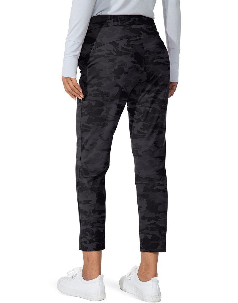 G Gradual Women's Pants with Deep Pockets 7/8 Stretch Sweatpants for Women Athletic, Golf, Lounge, Work (Black Camo, Small)