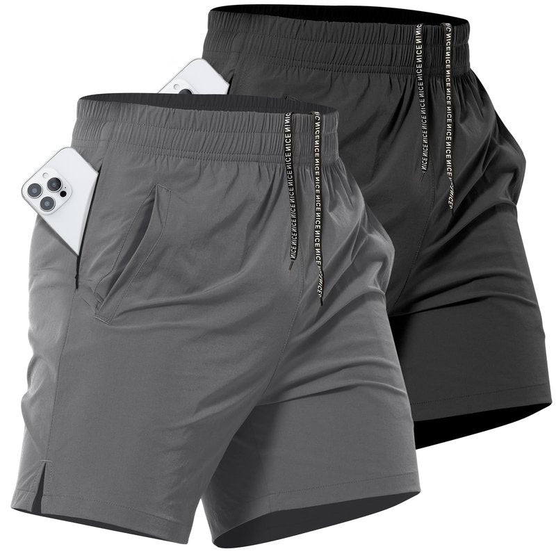 Lempue 2 Pack Mens Athletic Workout Shorts 7 Inch Quick Dry Gym Shorts with Pockets, Sports Tennis Running Shorts for Men