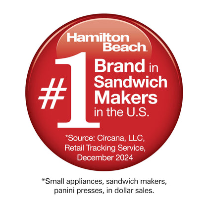 Hamilton Beach Breakfast Sandwich Maker with Egg Cooker Ring, Customize Ingredients, Perfect for English Muffins, Croissants, Mini Waffles, Perfect White Elephant Gifts, Coral (25483)