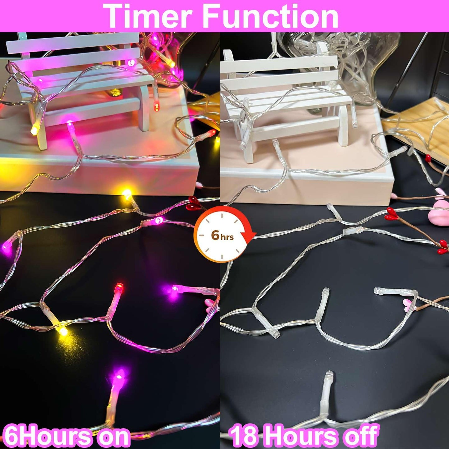 Timer & 8 Mode-33Ft 100LED Valentines Day Decorations Red Pink White Valentines Lights Battery Operated Waterproof Valentines String Lights Valentine Decor for Home Garden Wedding Party Outdoor Indoor
