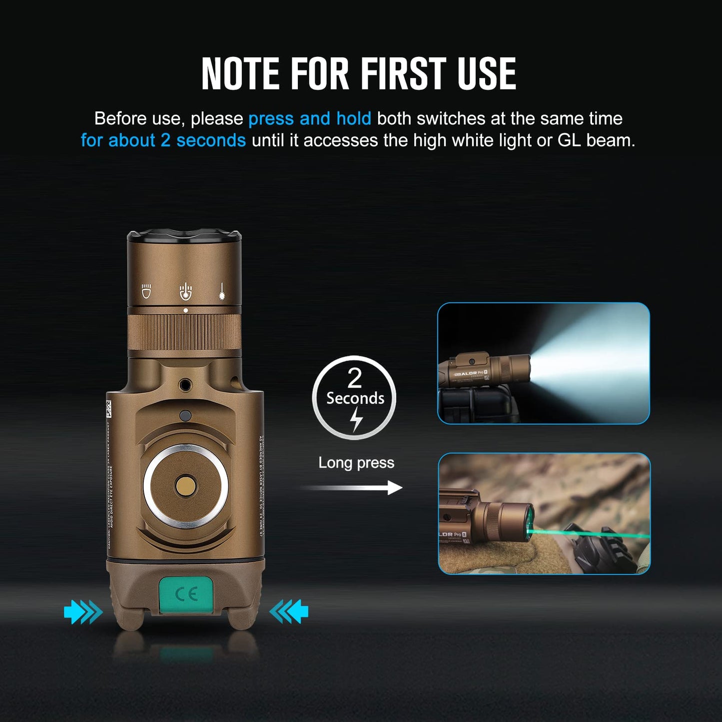OLIGHT Baldr Pro R 1350 Lumens Magnetic USB Rechargeable Tactical Flashlight with Green Beam and White LED Combo, Rail Mount Weaponlight Compatible with 1913 or GL Rail, Built-in Battery