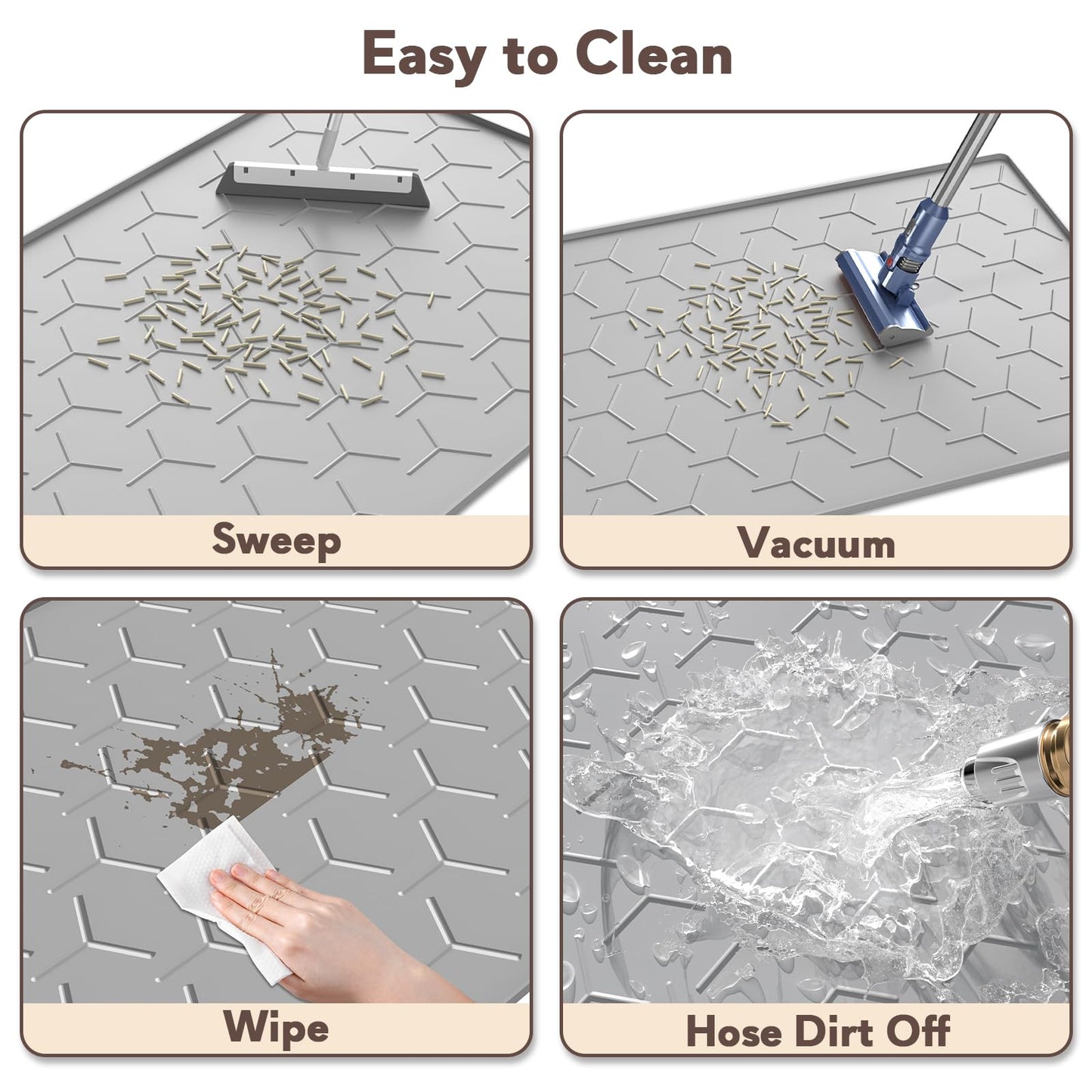 Garoopion Cat Mat for Litter Box, Large 34.05×22.5 inch Cat Litter Mat, Waterproof Silicone Pad for Floor, Gray