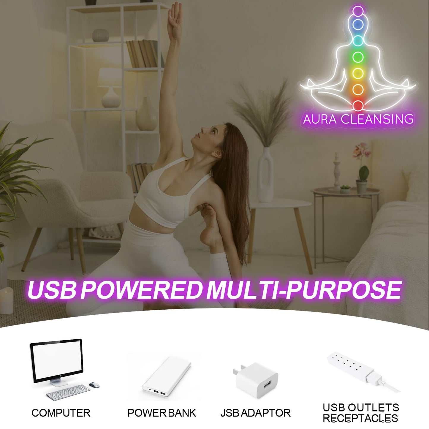 Aura Cleansing Neon Sign, Aura Clean Led Sign, Isha Yoga Neon Light, Meditation Led Light, Vipassana Wall Art, Mindfulness Home Wall, Pilates Studio Art Yoga Lover Gift, Psychic Chakras Healing Exercise