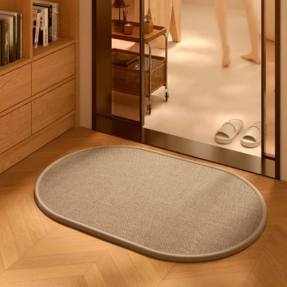 Eunoia Oval Bathroom Rugs 16x24 Inch, Bath Mat Non Slip Washable,Quick Absorption & Durable, Soft Shag Bath Mats for Bathroom Floor, Tub and Shower, Light Brown
